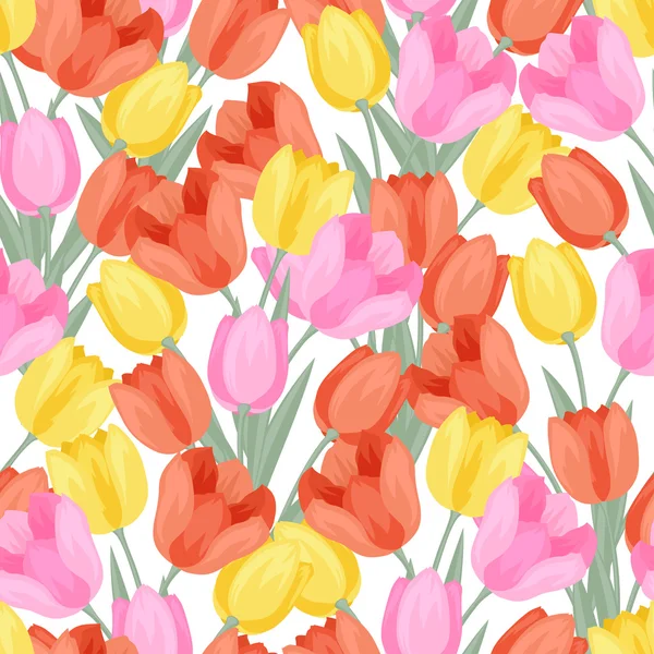 Spring flowers tulips natural seamless pattern.