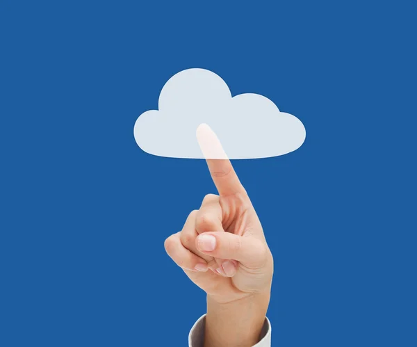 Finger pointing to a cloud graphic