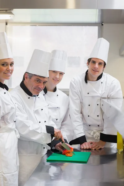 Chef\'s learning to cut vegetables