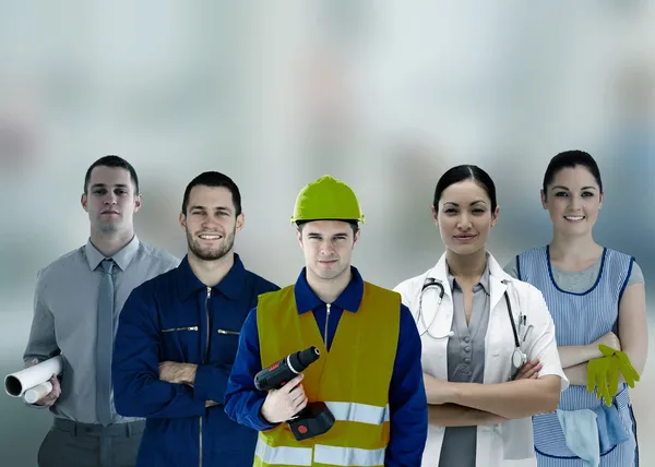Group of smiling with different jobs