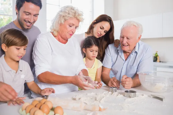 Happy family baking together