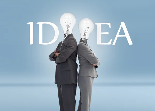 Business with light bulb heads and idea text