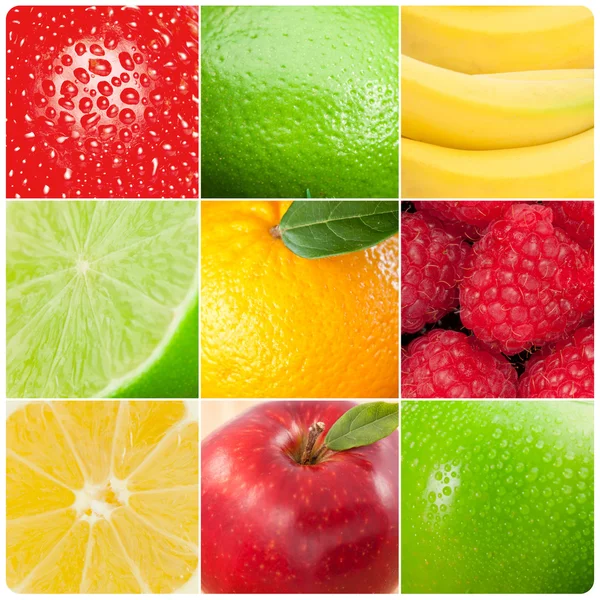 Collage of pictures of fruits