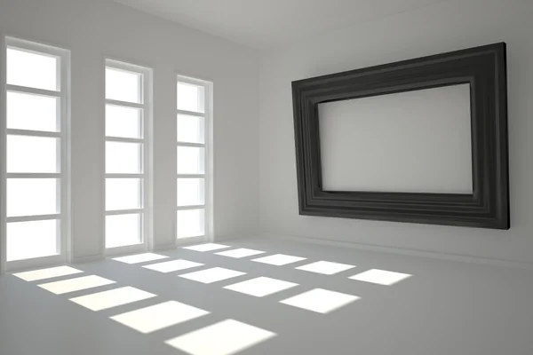 Dark white room with frame at wall