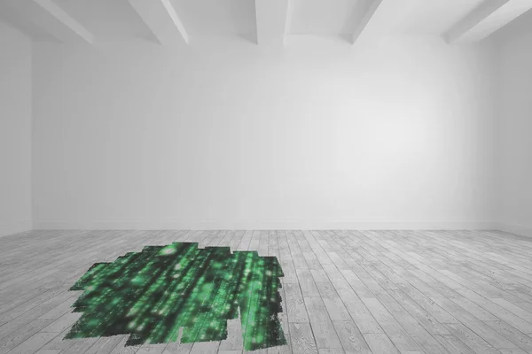 Display on floor showing green matrix