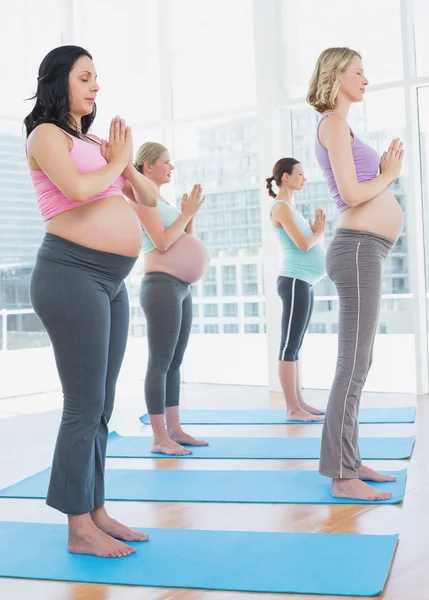 Pregnant women in yoga class