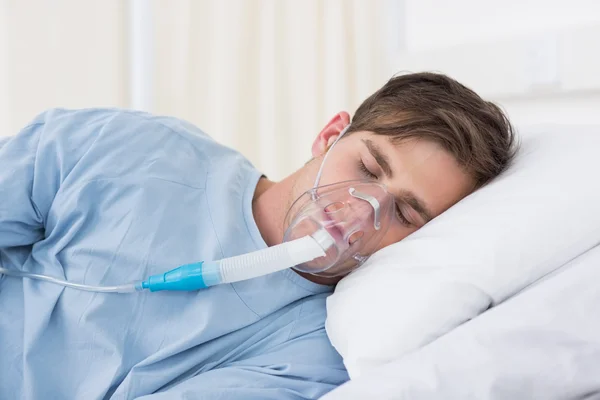 Patient wearing oxygen mask