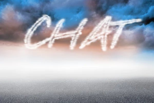 Word chat against cloudy landscape background