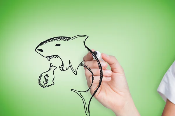 Businesswoman drawing loan shark