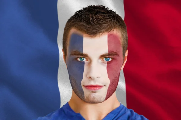 France fan with facepaint
