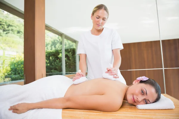 Woman getting a back massage