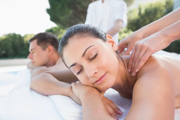 Couple enjoying couples massage