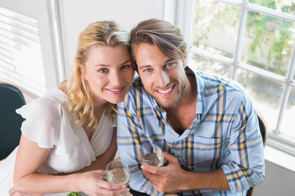 Couple enjoying white wine