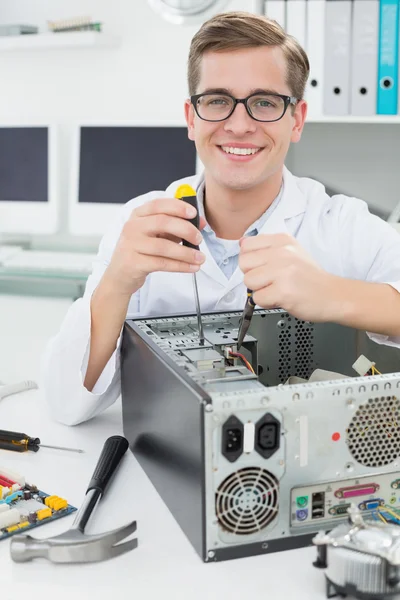 Computer engineer working on broken device