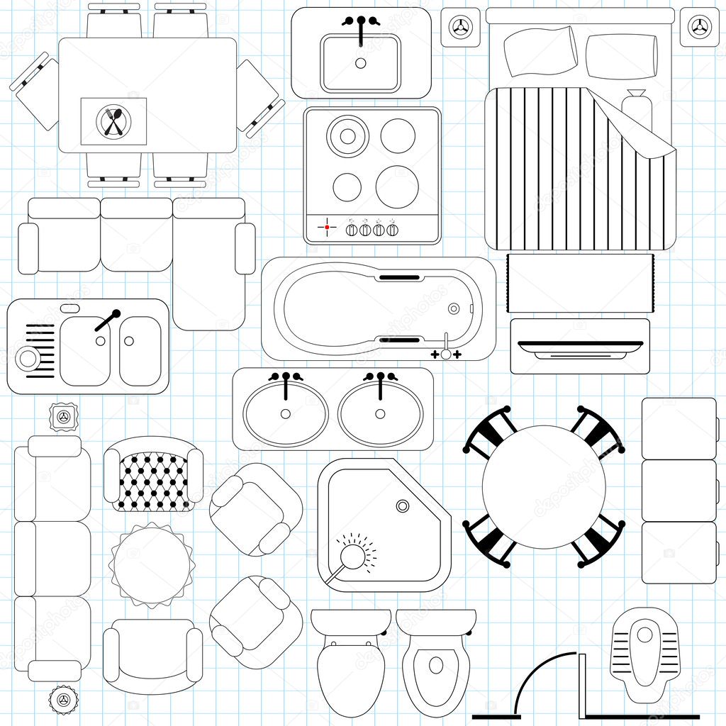 Floor Plan Furniture Vector