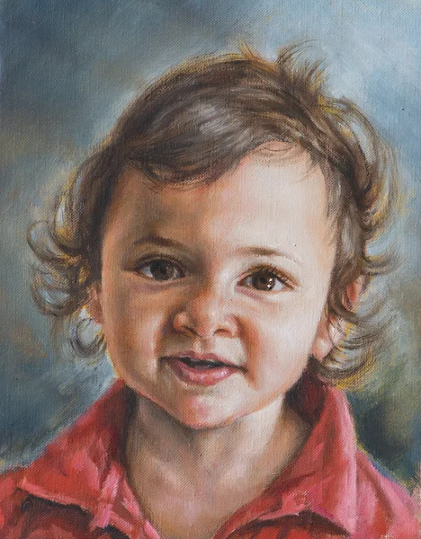 Oil painting of a peaceful baby