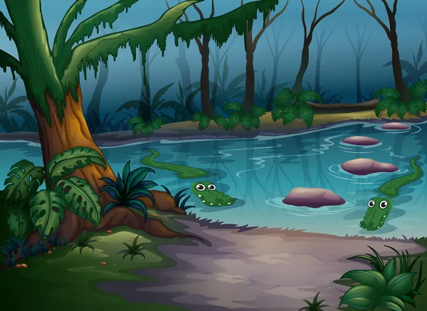 Crocodiles in a river