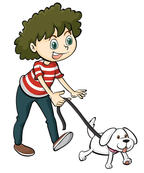 微笑的男孩和一只狗 - 图库矢量图像 interactim