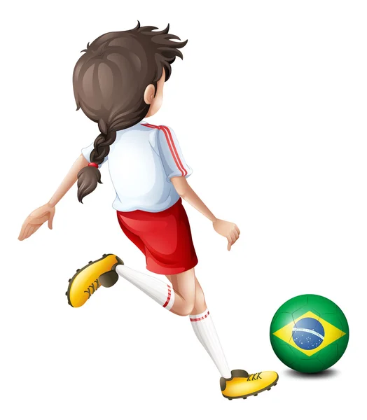 球用巴西国旗的女孩 - 图库矢量图像 interactim