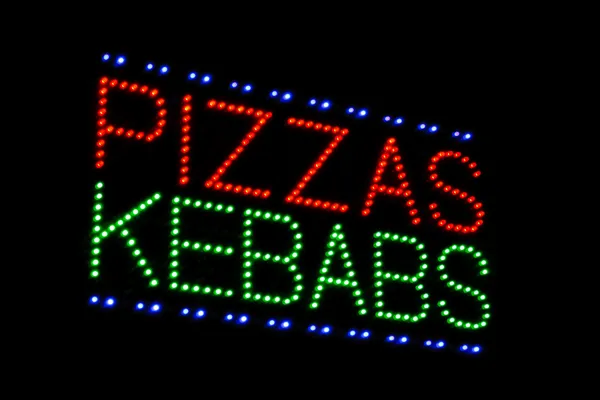 Pizzas kebabs light emitting diode sign