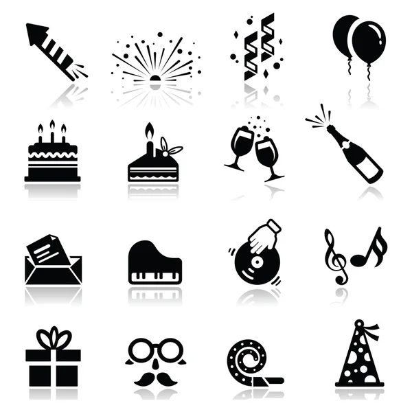 Icons set Birthday and celebration