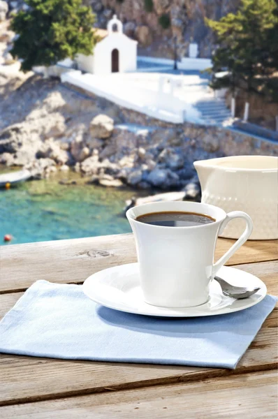 Drinking coffee at a Greek island