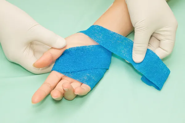 Wound dressing appy medicine bandage on hand injury