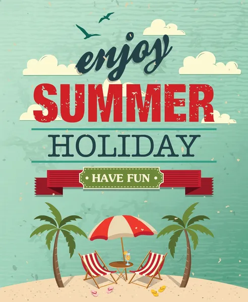 Summer beach vector background in retro style