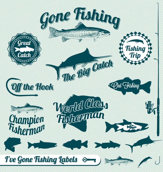 Vector Set: Gone Fishing Labels and Awards