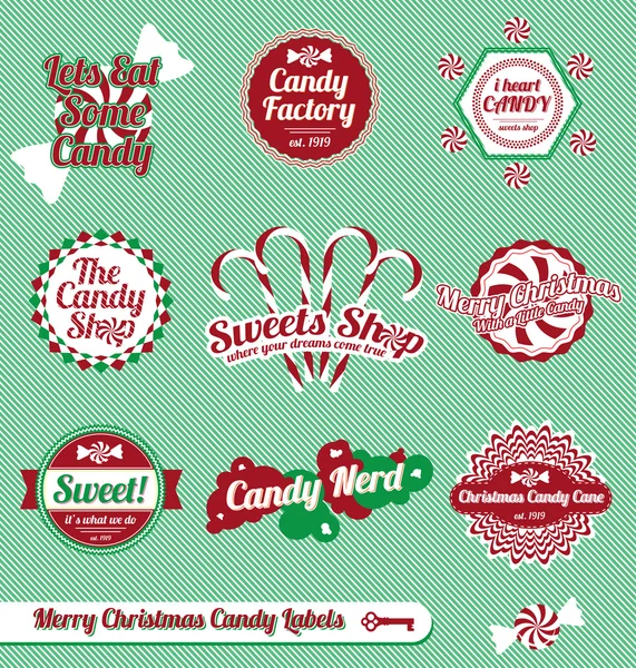 Vector Set: Vintage Christmas Candy Labels and Stickers