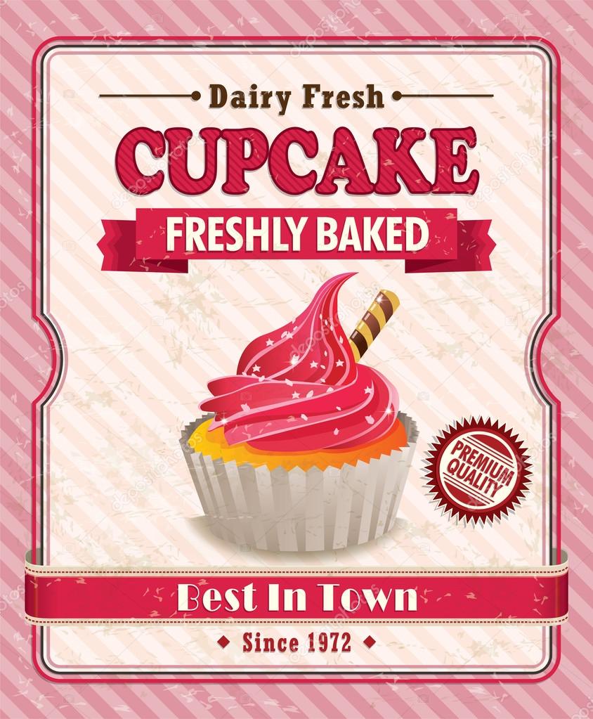 Vector Stock vintage posters  cupcakes ©  â€”  Vintage Donnay cupcake design poster retro