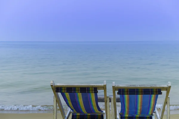 Beach chair facing beautiful calm sea