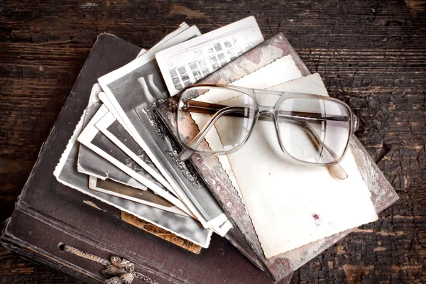 Vintage photos and glasses