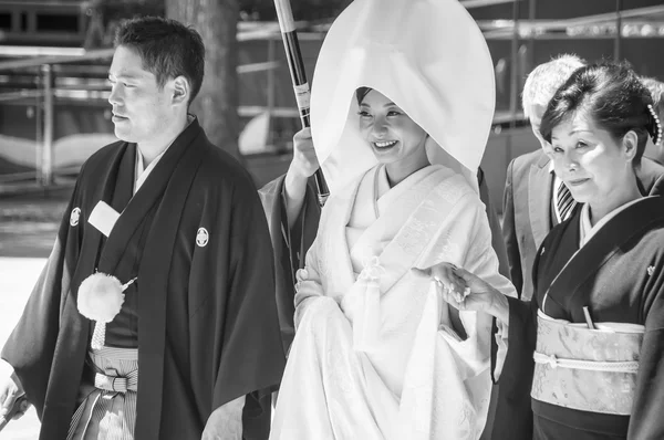 Celebration of a traditional Japanese wedding.Black & white photography