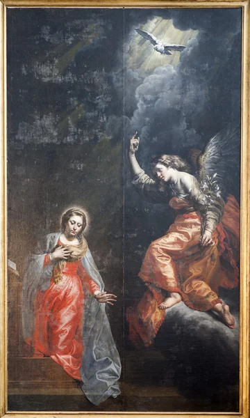 BRUSSELS - JUNE 21: Annunciation by unknow autor from 17. cent. in church of Saint John the Baptist on June 21, 2012 in Brussels.