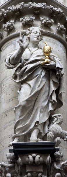 BRUSSELS - JUNE 22: Statue of st. John the Evangelist from gothic cathedral of Saint Michael on June 22, 2012 in Brussels.