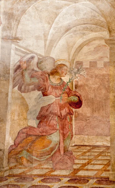 ROME - MARCH 22: Archangel Gabriel fresco from Annunciation scene on the wall of Basilica di Santa Prassede on March 22, 2012 in Rome.