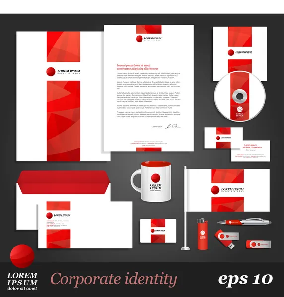 Corporate identity template with red elements