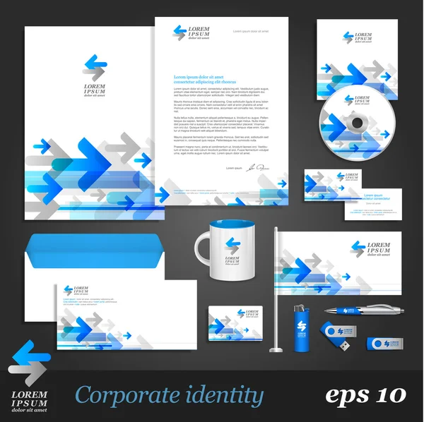 Corporate identity template with blue arrows