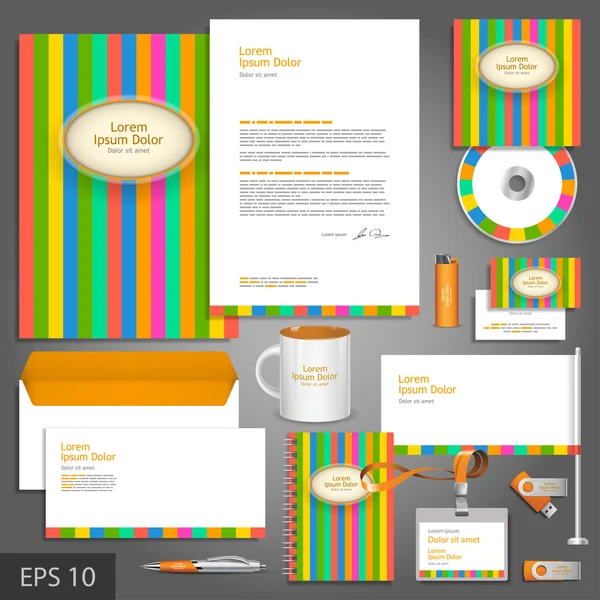 Color corporate identity template with stripes