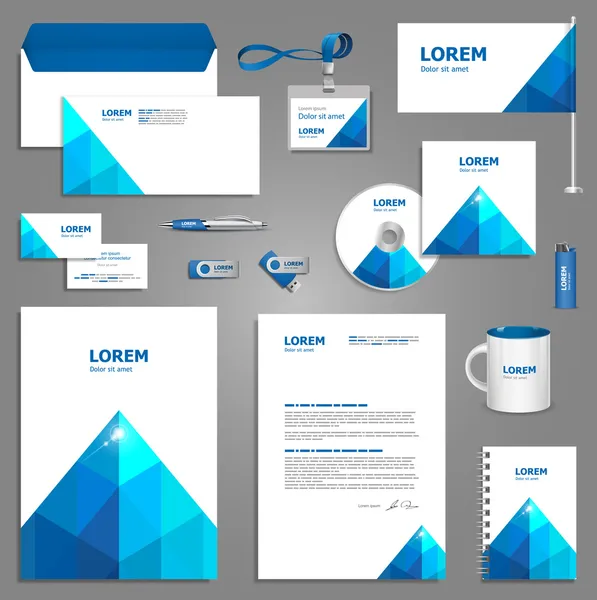 Template design with blue pyramid