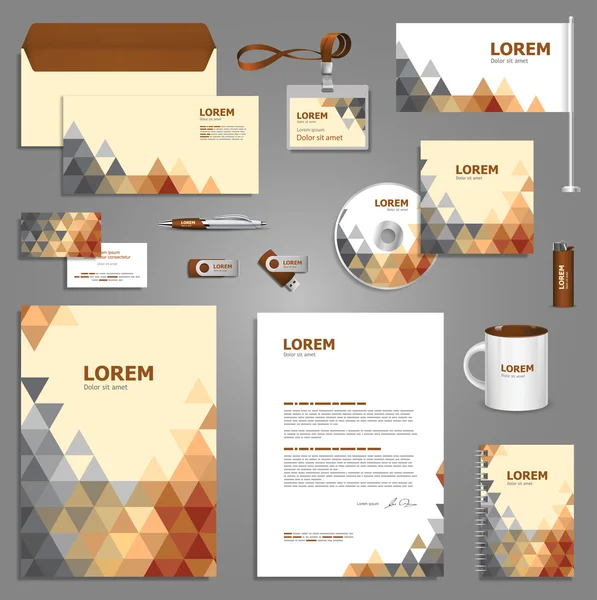 Stationery template design with triangles.