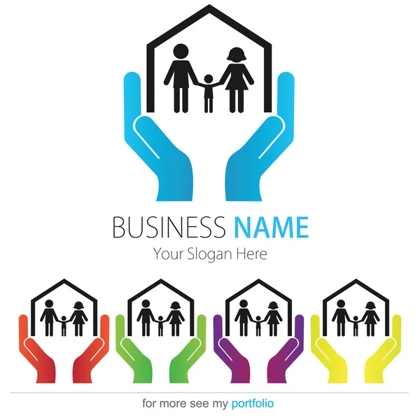 Company Business Logo Design, Vector, Heart, House, Family — Stock 