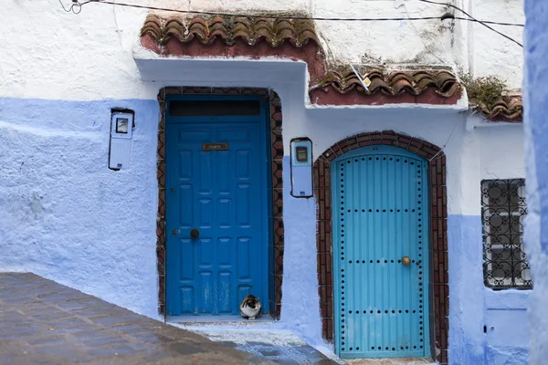 Traditional doors in blue city Chefchaouen, Morocco