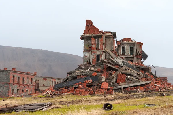 Completely ruined brick building