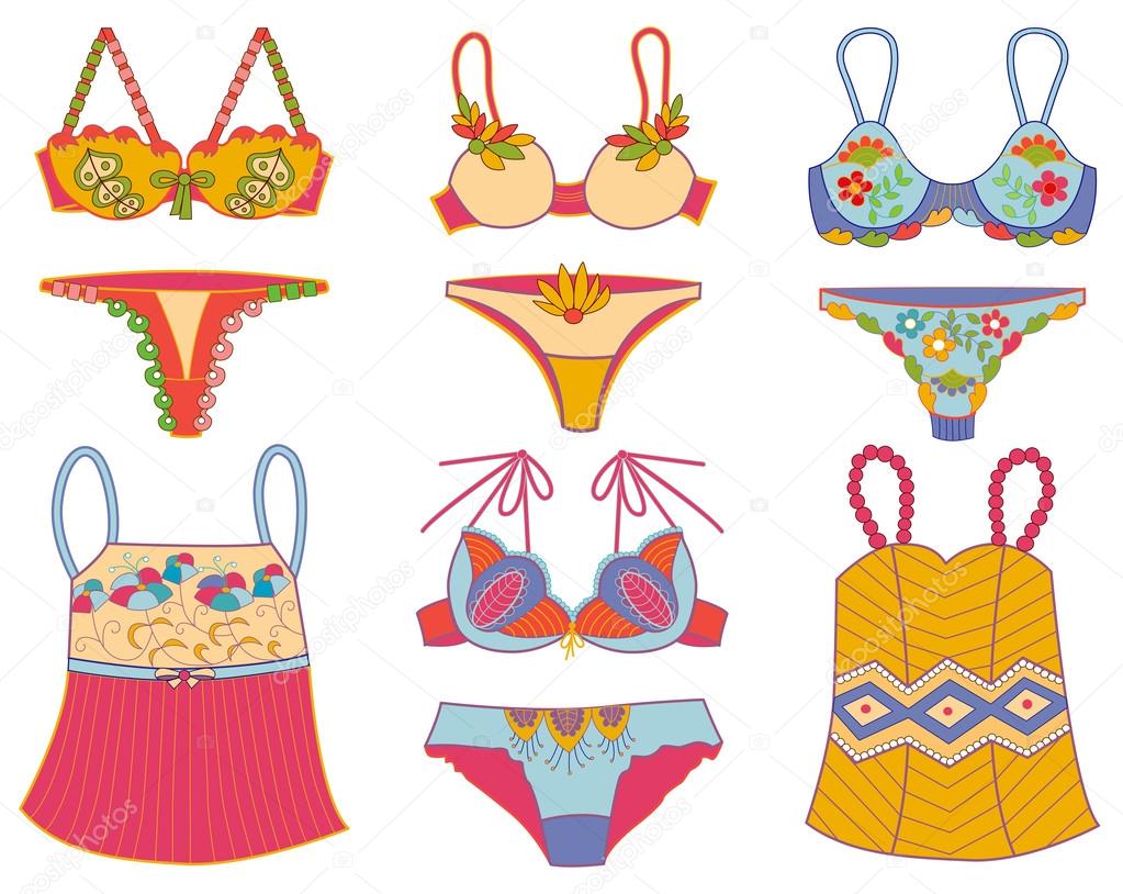 Collection of fashionable women's underwear (vector illustration