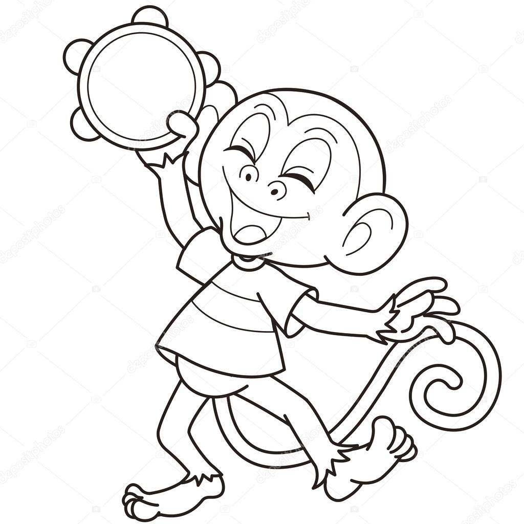 Cartoon Monkey Playing a Tambourine — Stock Vector © kchungtw 22505919