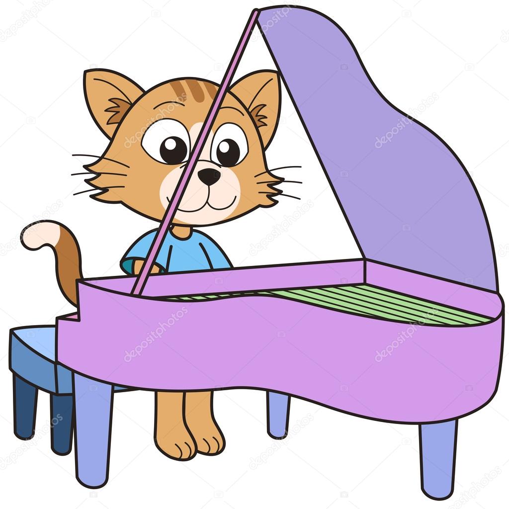 Cartoon Cat Playing a Piano — Stock Vector © kchungtw 22547367