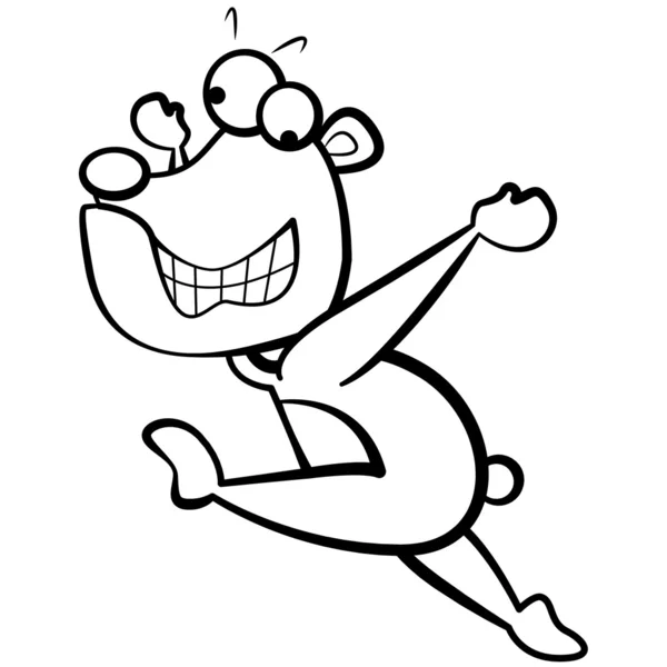 Coloring humor cartoon bear running with white background