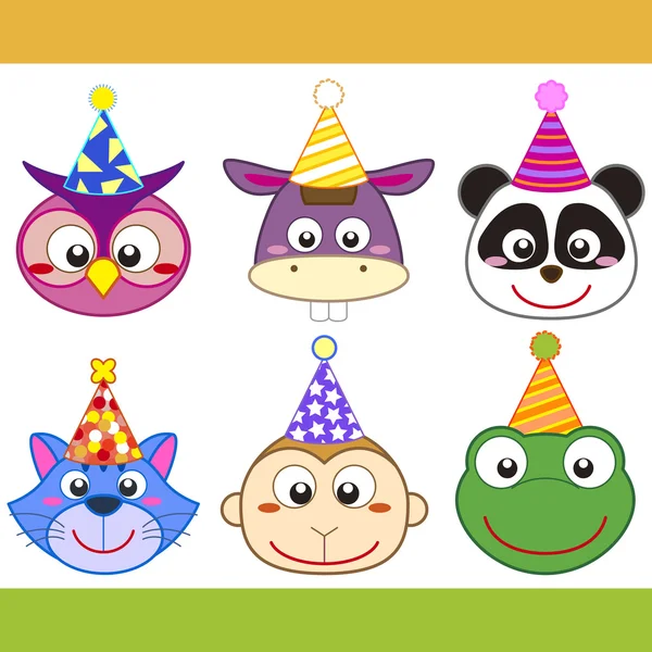 Cartoon party animal icons collection